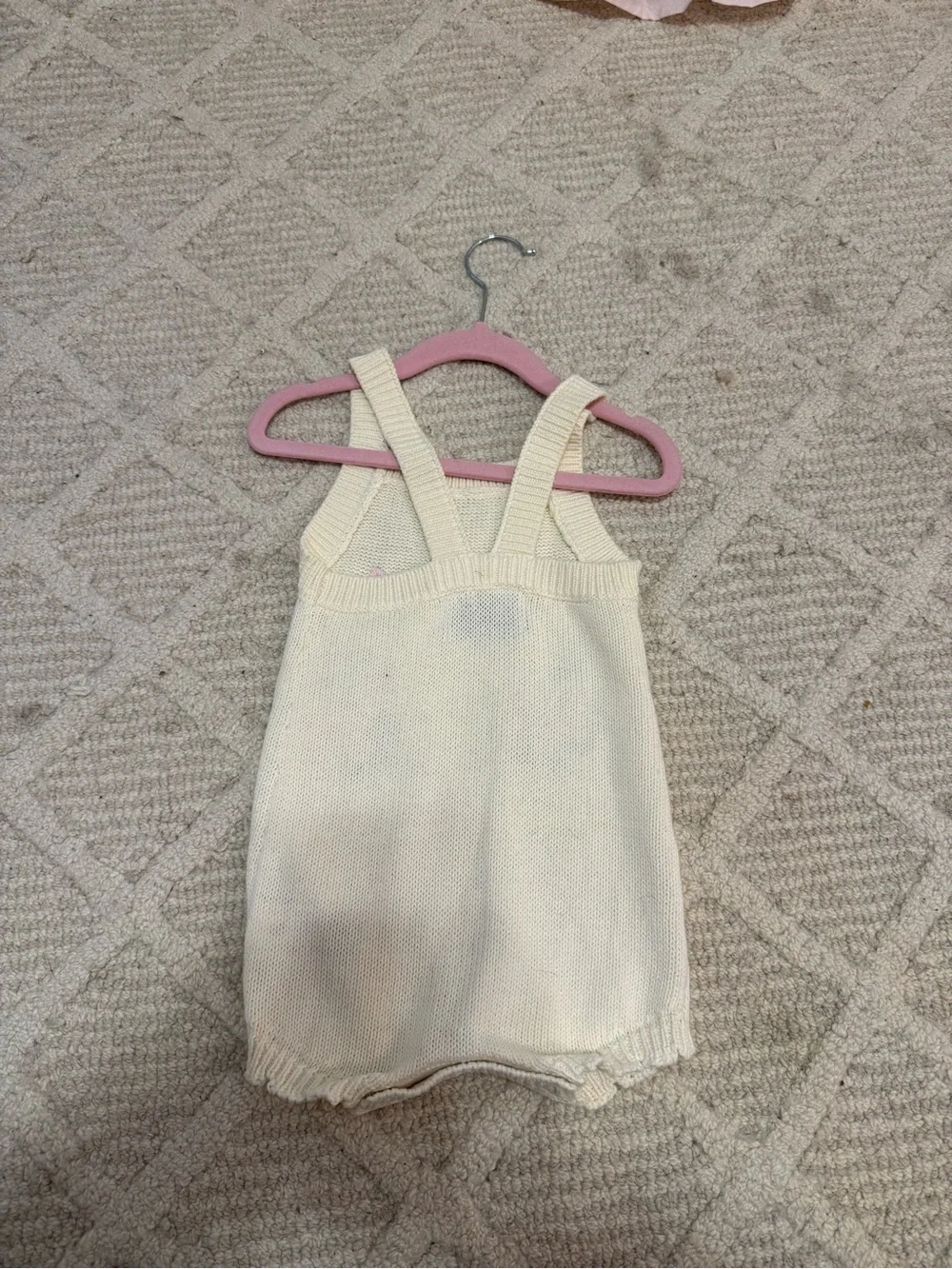 Old Navy Cream Knit Baby Romper with Bunny & Floral Embroidery
